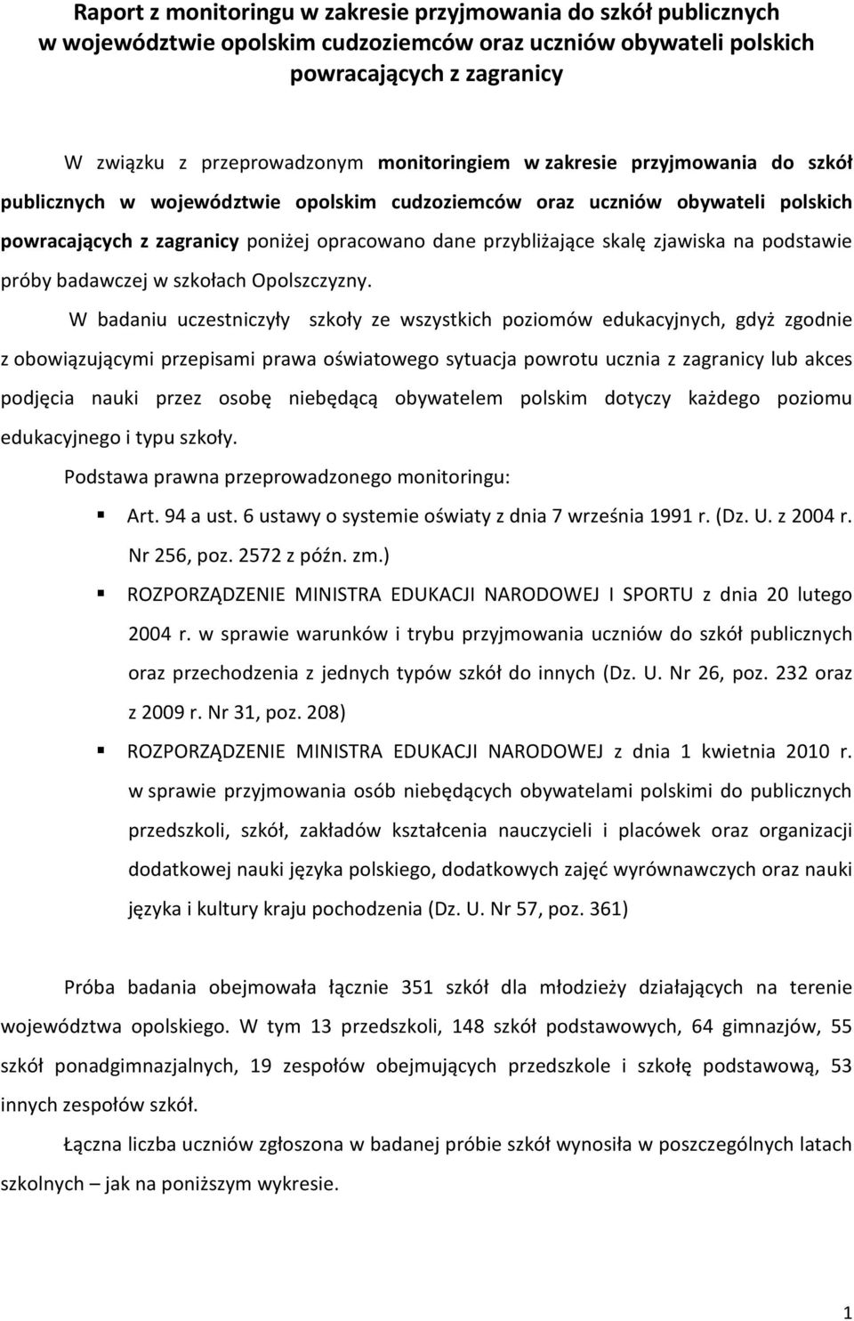 zjawiska na podstawie próby badawczej w szkołach Opolszczyzny.