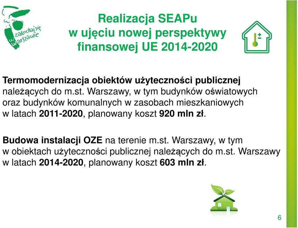 Warszawy, w tym budynków oświatowych oraz budynków komunalnych w zasobach mieszkaniowych w latach 2011-2020,