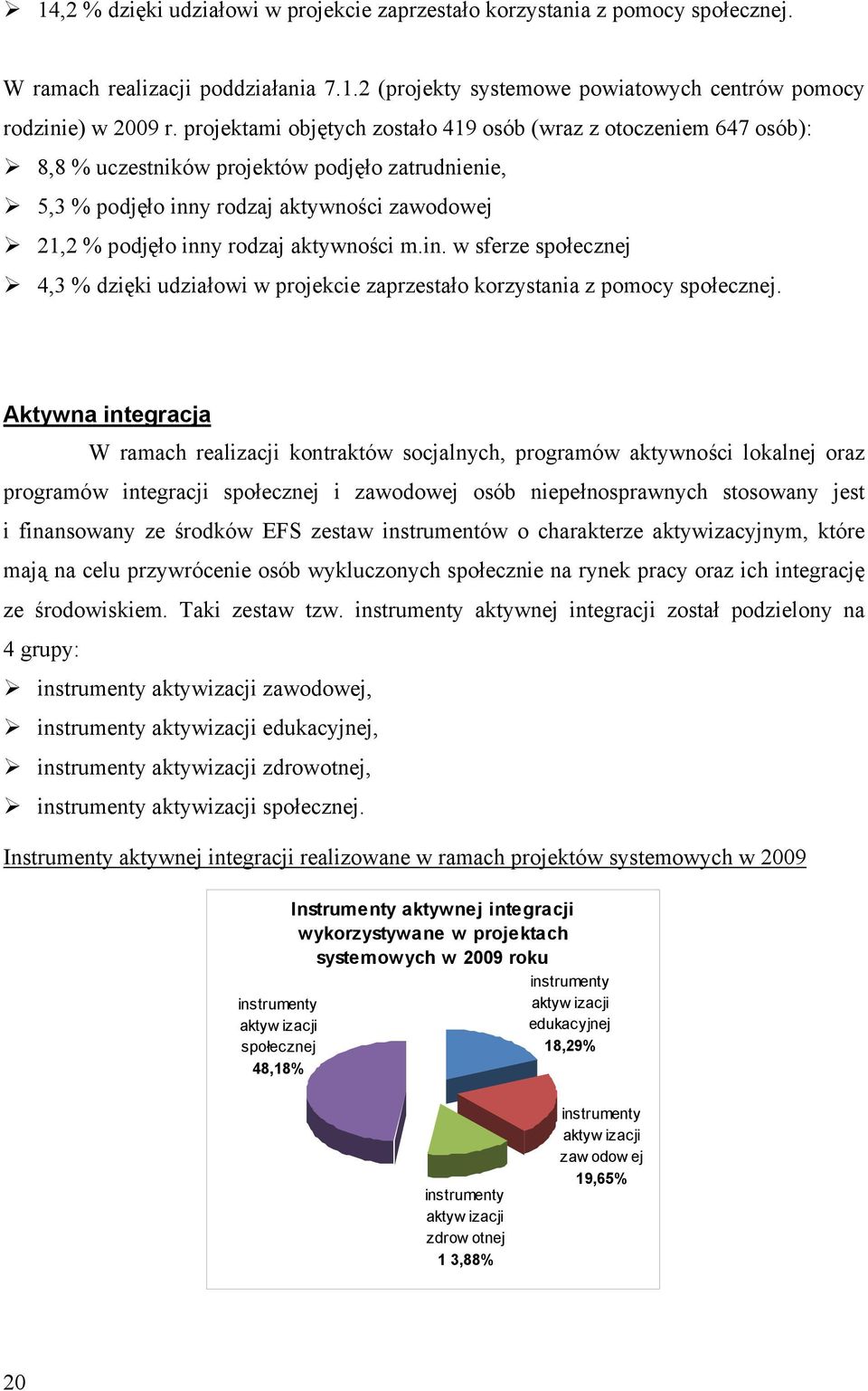 aktywności m.in. w sferze społecznej 4,3 % dzięki udziałowi w projekcie zaprzestało korzystania z pomocy społecznej.