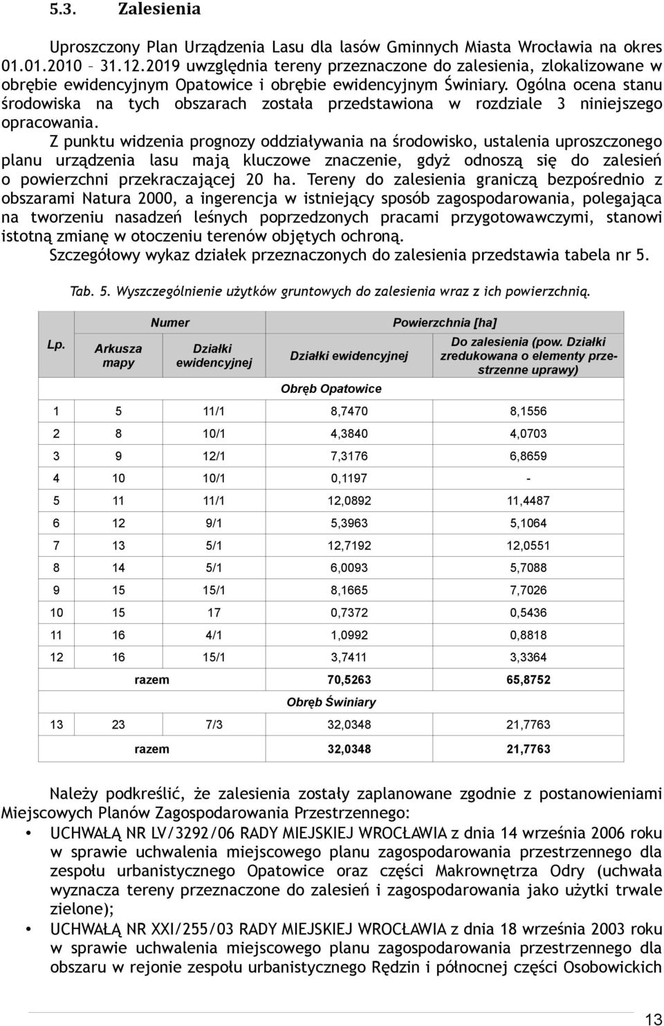 Ogólna ocena stanu środowiska na tych obszarach została przedstawiona w rozdziale 3 niniejszego opracowania.