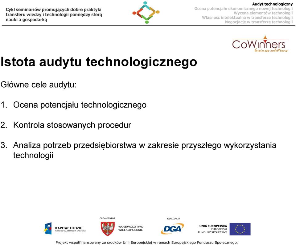 Kontrola stosowanych procedur 3.