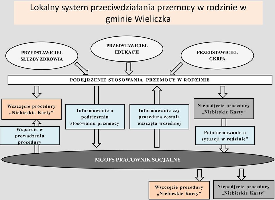 Informowanie o podejrzeniu stosowaniu przemocy Informowanie czy procedura została wszczęta wcześniej Niepodjęcie procedury Niebieskie