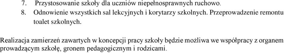 Przeprowadzenie remontu toalet szkolnych.