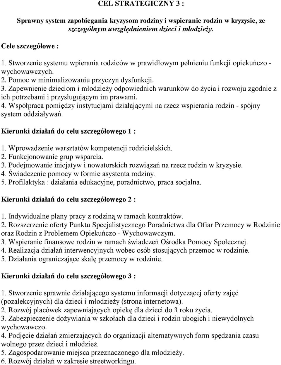 Zapewnienie dzieciom i młodzieży odpowiednich warunków do życia i rozwoju zgodnie z ich potrzebami i przysługującym im prawami. 4.