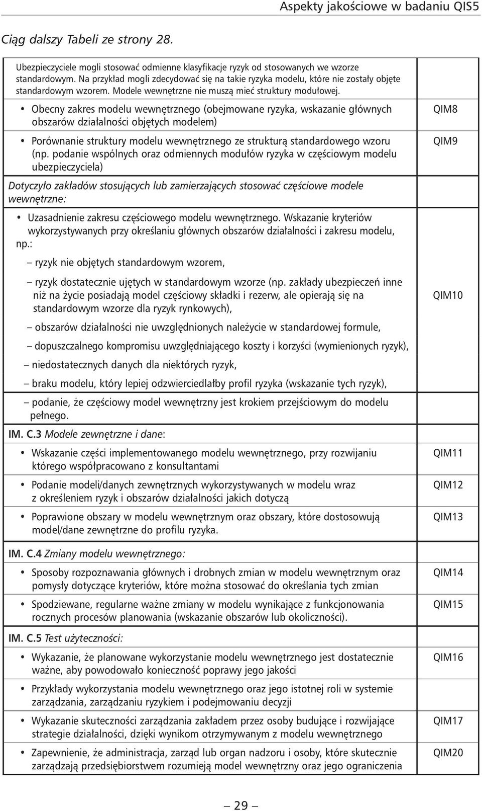 Obecny zakres modelu wewnętrznego (obejmowane ryzyka, wskazanie głównych obszarów działalności objętych modelem) Porównanie struktury modelu wewnętrznego ze strukturą standardowego wzoru (np.