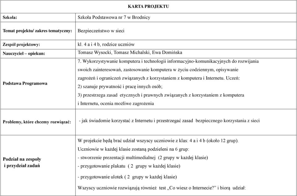 Wykorzystywanie komputera i technologii informacyjno-komunikacyjnych do rozwijania swoich zainteresowań, zastosowanie komputera w życiu codziennym, opisywanie zagrożeń i ograniczeń związanych z