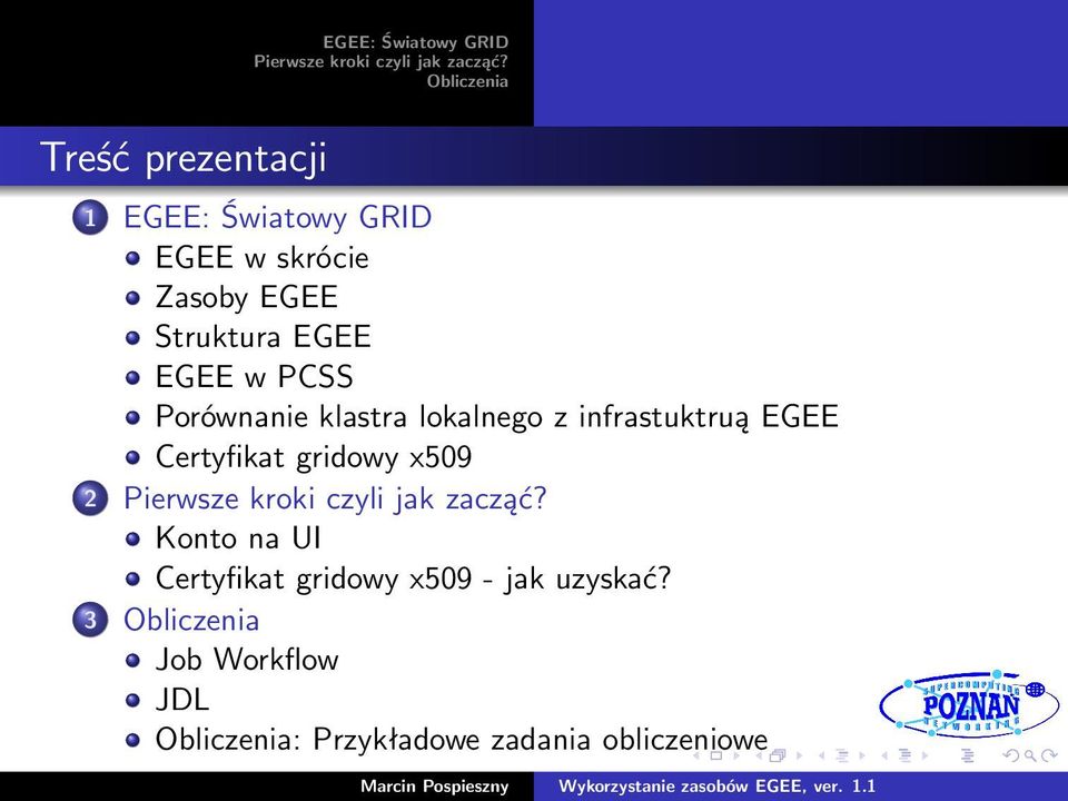 infrastuktruą EGEE Certyfikat gridowy x509 2 Konto na UI