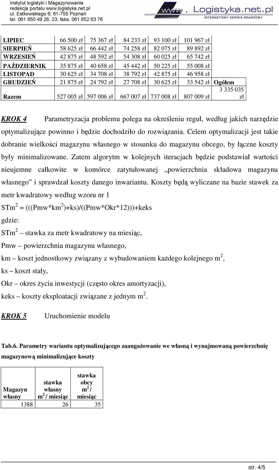 667 007 zł 737 008 zł 807 009 zł zł KROK 4 Parametryzacja problemu polega na okreleniu reguł, według jakich narzdzie optymalizujce powinno i bdzie dochodziło do rozwizania.