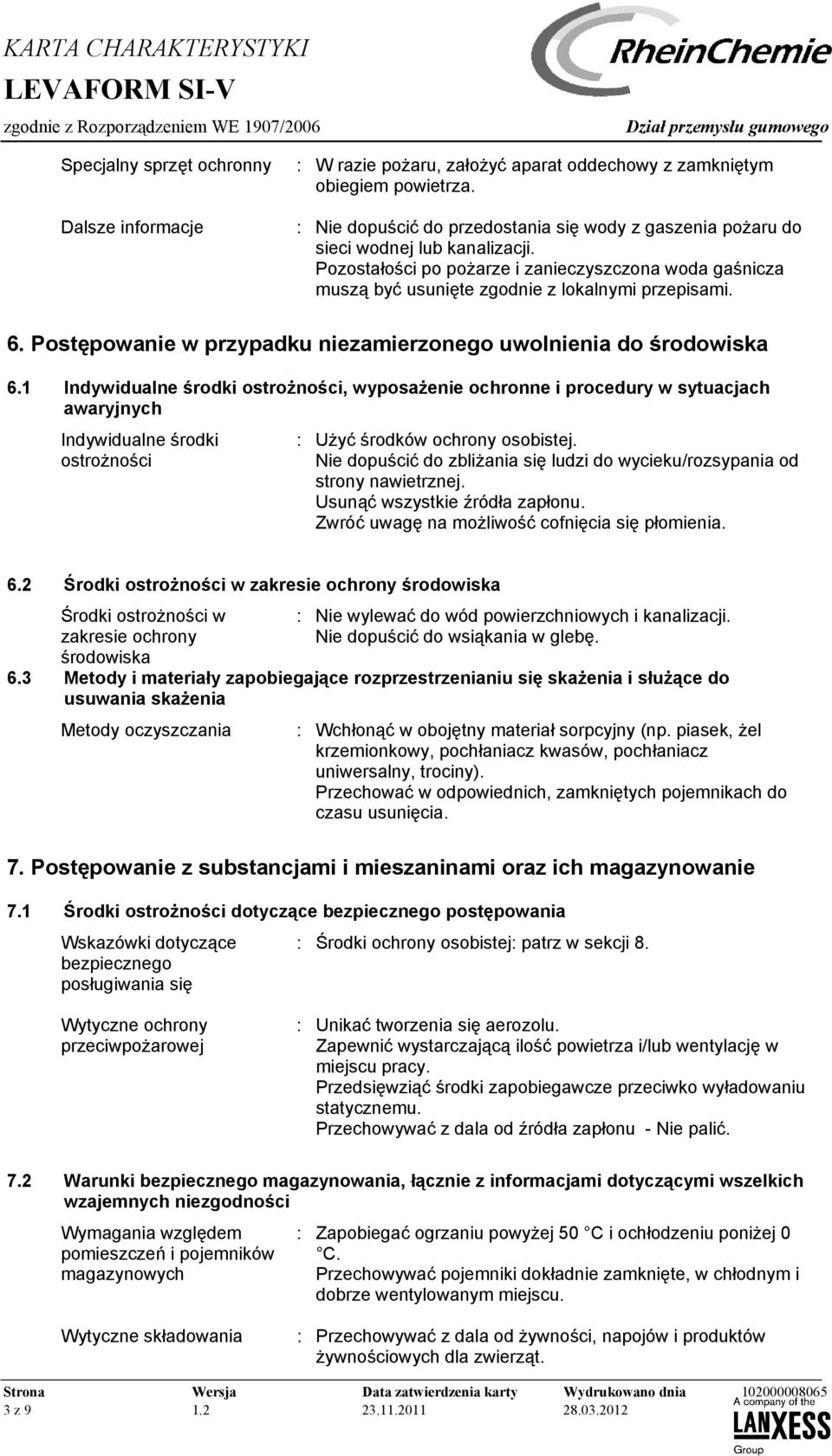 Postępowanie w przypadku niezamierzonego uwolnienia do środowiska 6.