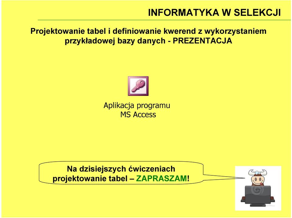 PREZENTACJA Aplikacja programu MS Access Na