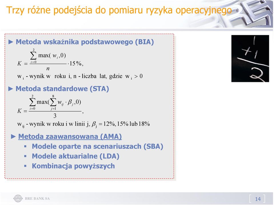 β,0) > 0 K =, 3 w - wynik w roku i w linii j, β = 12%,15% lub18% ij 2 8 i= 0 j= 1 w ij j Metoda