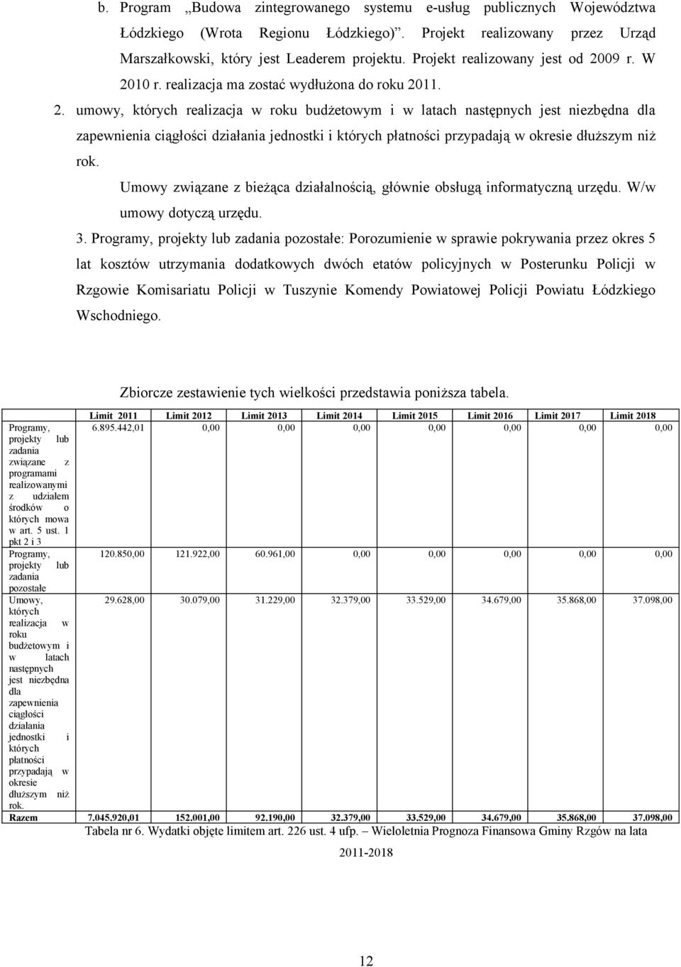 09 r. W 2010 r. realizacja ma zostać wydłużona do roku 2011. 2. umowy, których realizacja w roku budżetowym i w latach następnych jest niezbędna dla zapewnienia ciągłości działania jednostki i których płatności przypadają w okresie dłuższym niż rok.