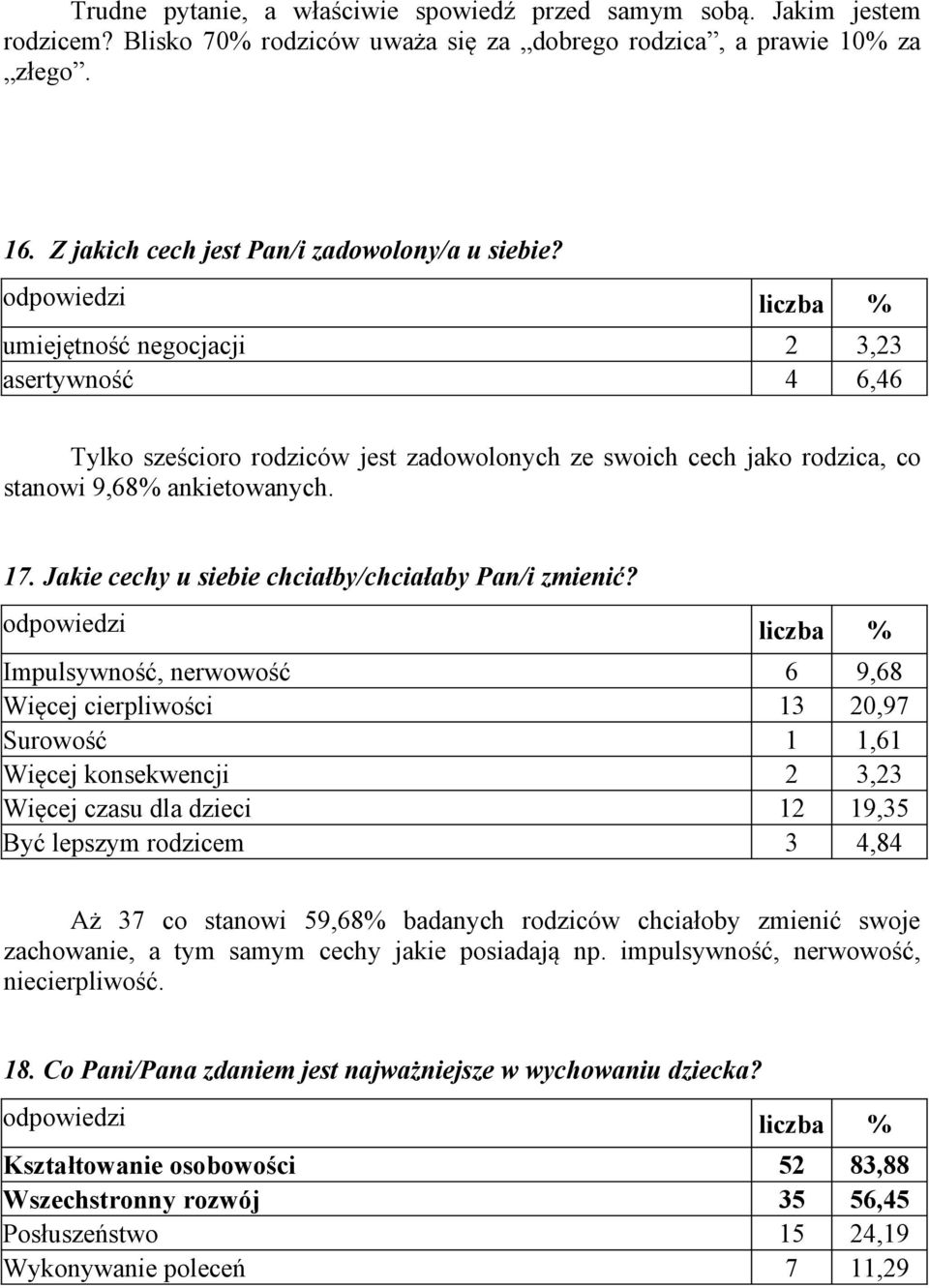 17. Jakie cechy u siebie chciałby/chciałaby Pan/i zmienić?