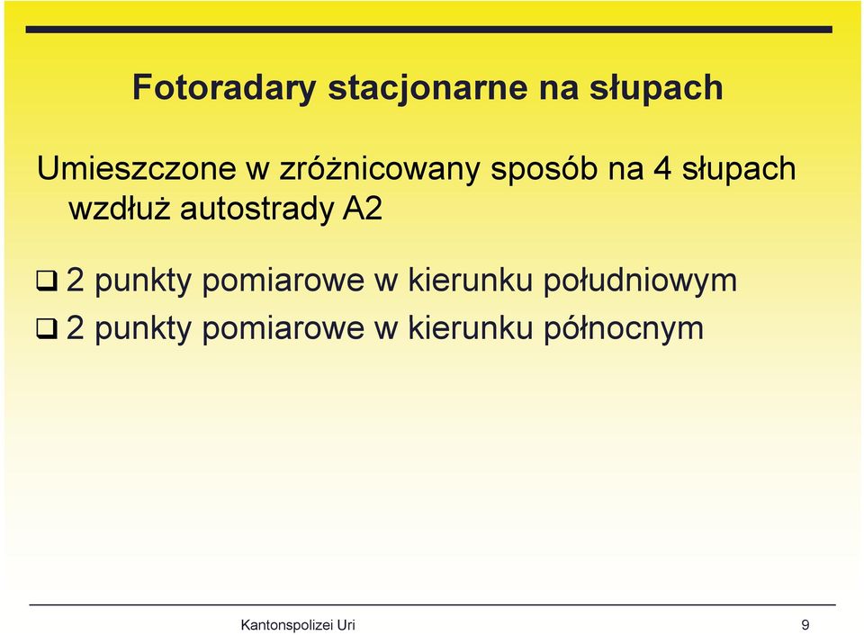 autostrady A2 2 punkty pomiarowe w kierunku