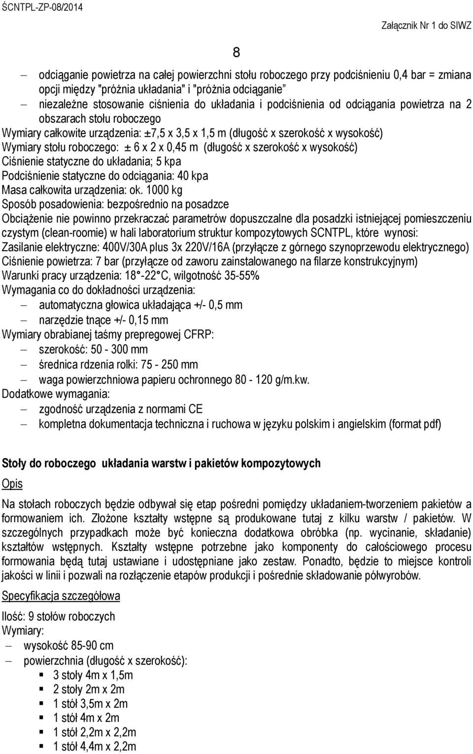 (długość x szerokość x wysokość) Ciśnienie statyczne do układania; 5 kpa Podciśnienie statyczne do odciągania: 40 kpa Masa całkowita urządzenia: ok.