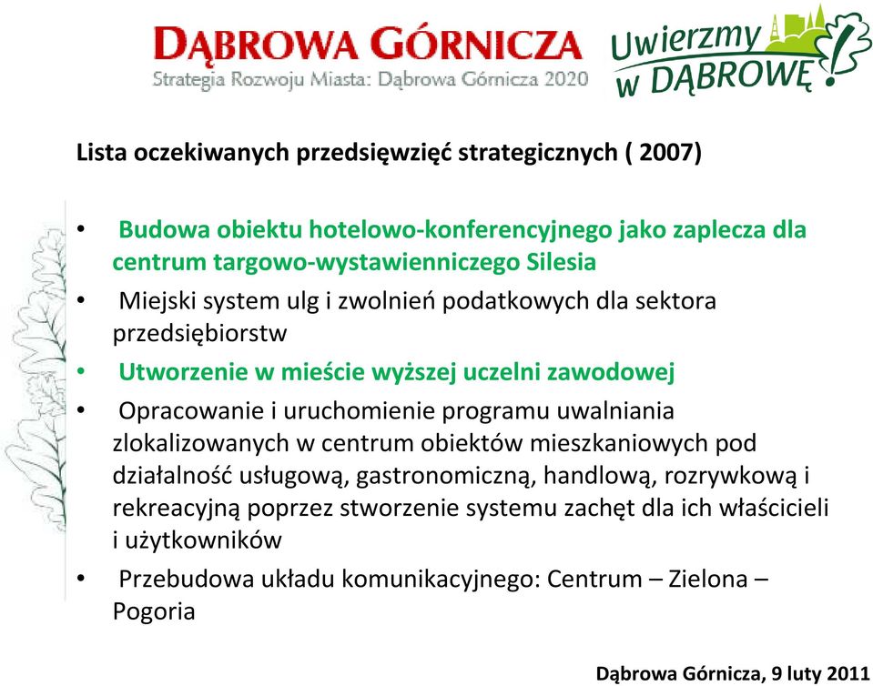 zawodowej Opracowanie i uruchomienie programu uwalniania zlokalizowanych w centrum obiektów mieszkaniowych pod działalnośćusługową,