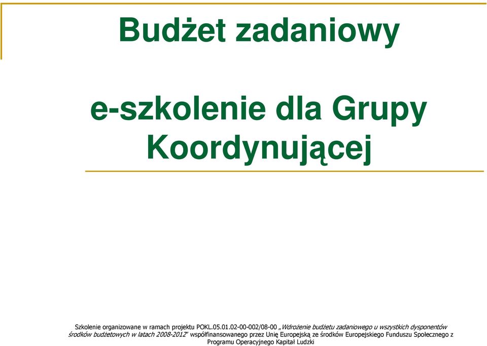 02-00-002/08-00 WdroŜenie budŝetu zadaniowego u wszystkich dysponentów środków