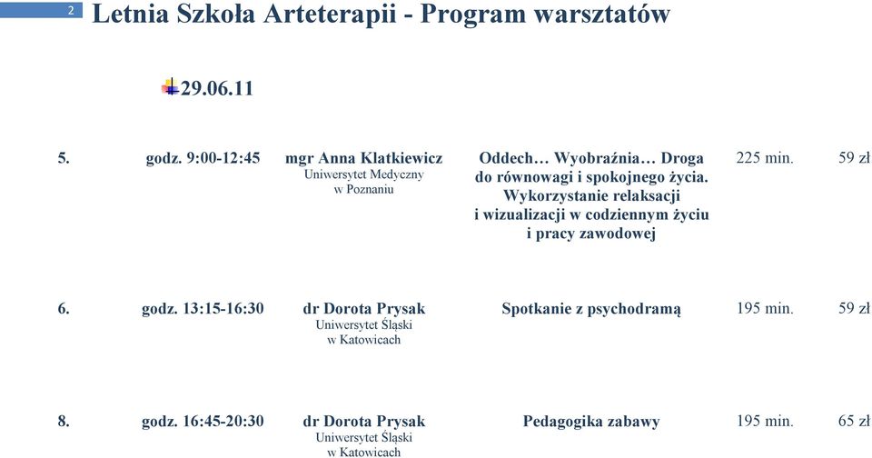 Wykorzystanie relaksacji i wizualizacji w codziennym życiu i pracy zawodowej 225 min. 59 zł 6. godz.