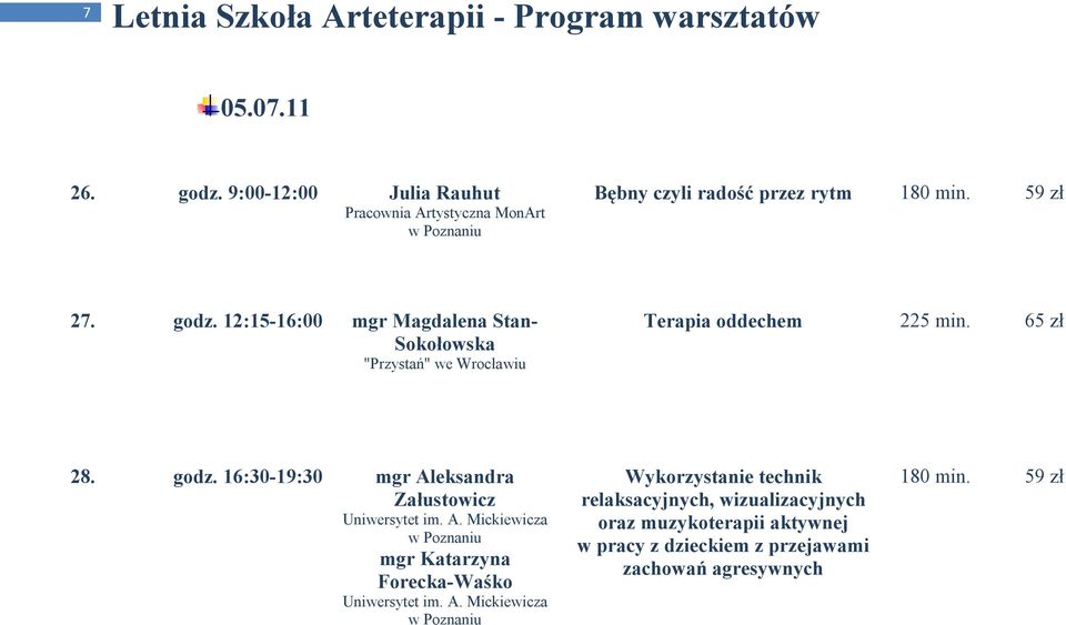 A. Mickiewicza Wykorzystanie technik relaksacyjnych, wizualizacyjnych oraz muzykoterapii aktywnej w pracy z dzieckiem z