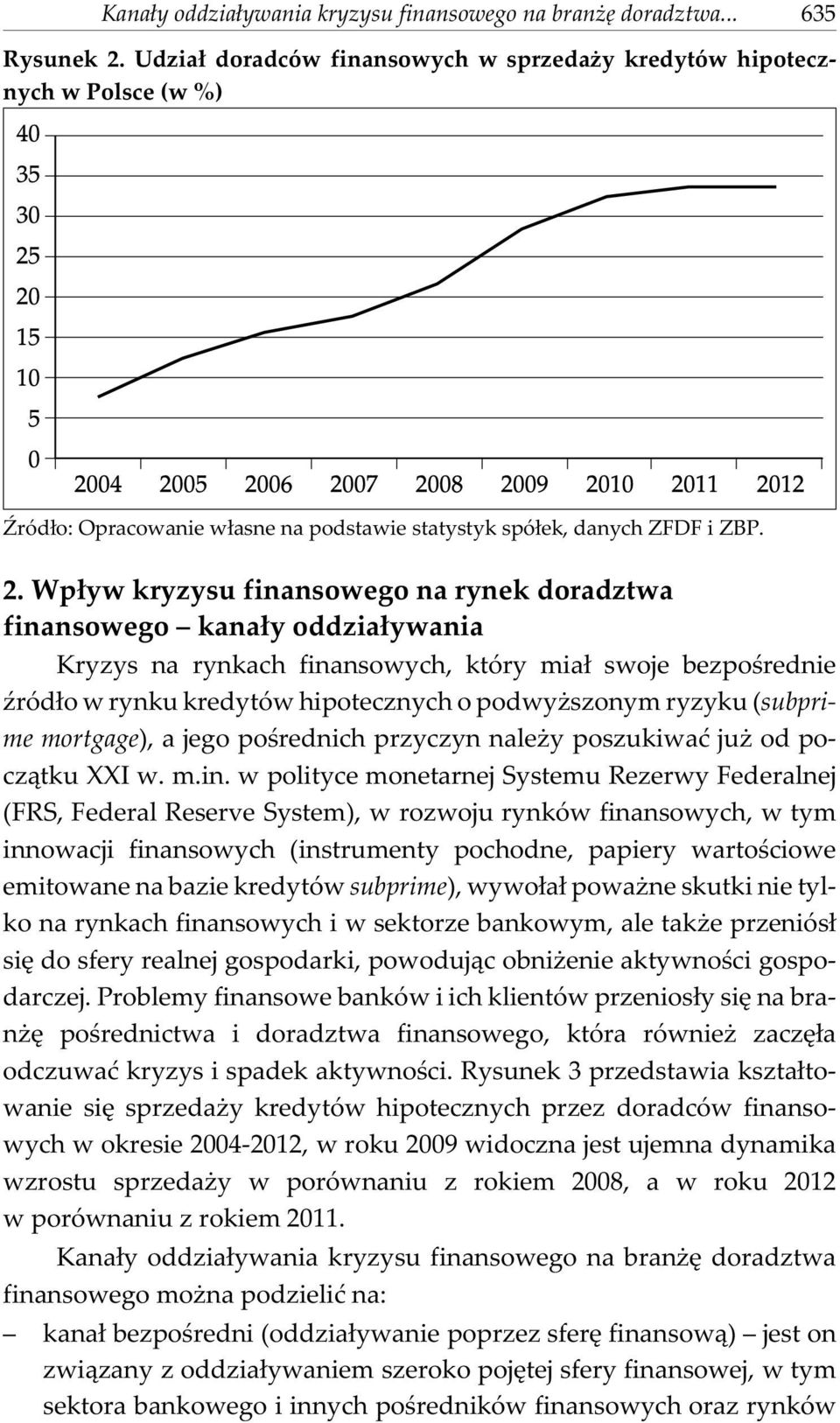 Wp³yw kryzysu finansowego na rynek doradztwa finansowego kana³y oddzia³ywania Kryzys na rynkach finansowych, który mia³ swoje bezpoœrednie Ÿród³o w rynku kredytów hipotecznych o podwy szonym ryzyku