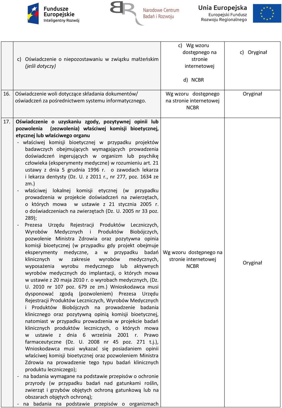 badawczych obejmujących wymagających prowadzenia doświadczeń ingerujących w organizm lub psychikę człowieka (eksperymenty medyczne) w rozumieniu art. 21 ustawy z dnia 5 grudnia 1996 r.