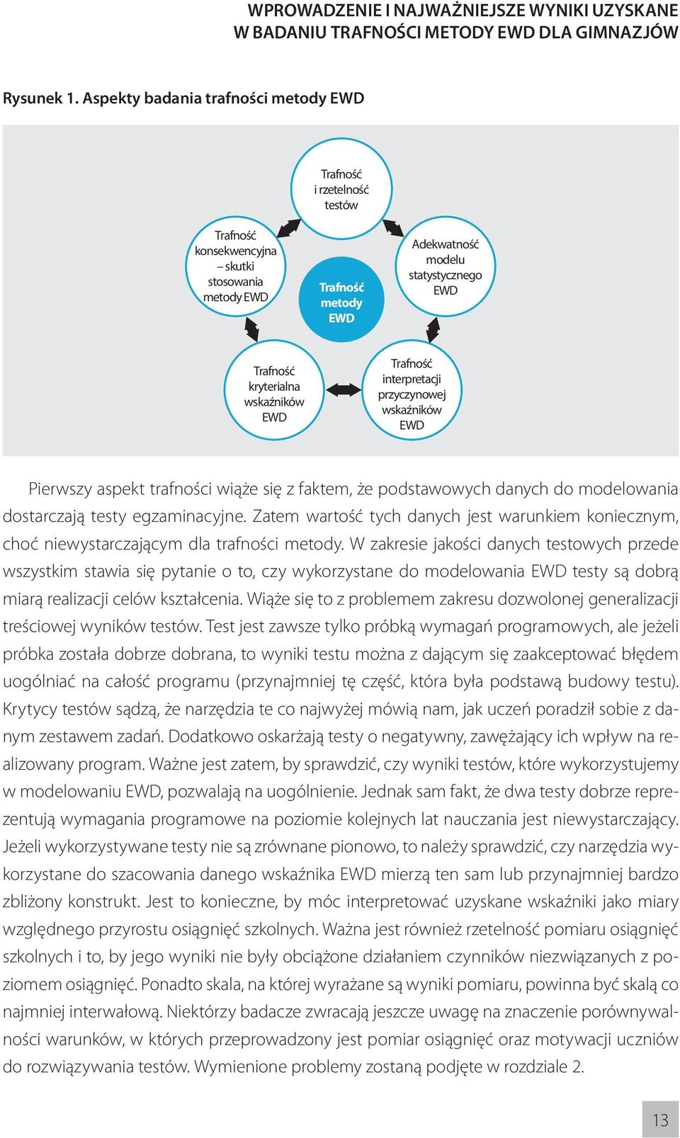 wskaźników EWD Trafność interpretacji przyczynowej wskaźników EWD Pierwszy aspekt trafności wiąże się z faktem, że podstawowych danych do modelowania dostarczają testy egzaminacyjne.