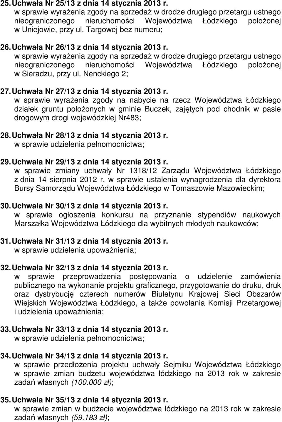 Uchwała Nr 26/13 z dnia 14 stycznia 2013 r.