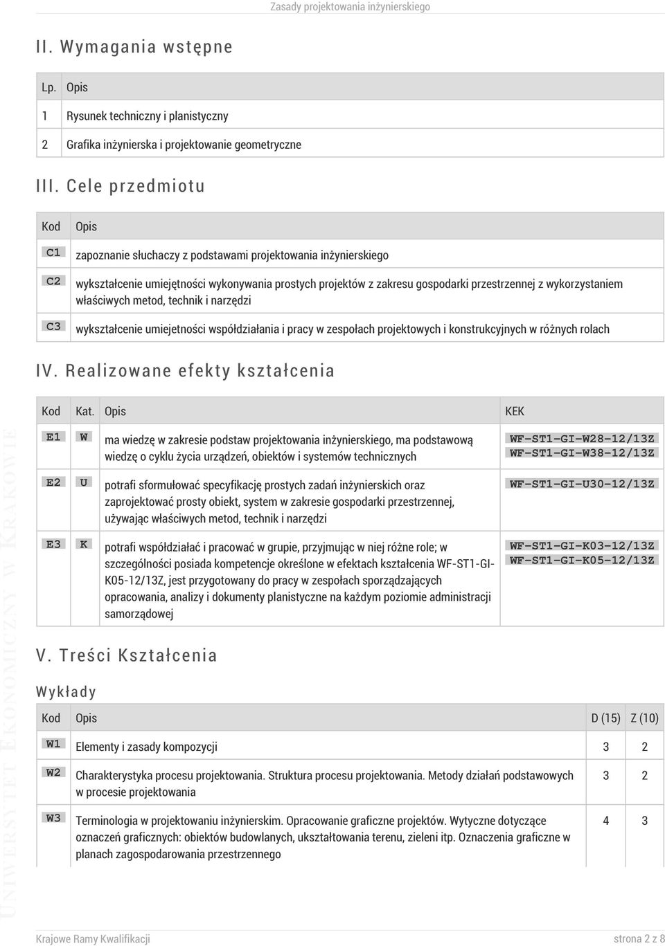 wykorzystaniem właściwych metod, technik i narzędzi wykształcenie umiejetności współdziałania i pracy w zespołach projektowych i konstrukcyjnych w różnych rolach IV.