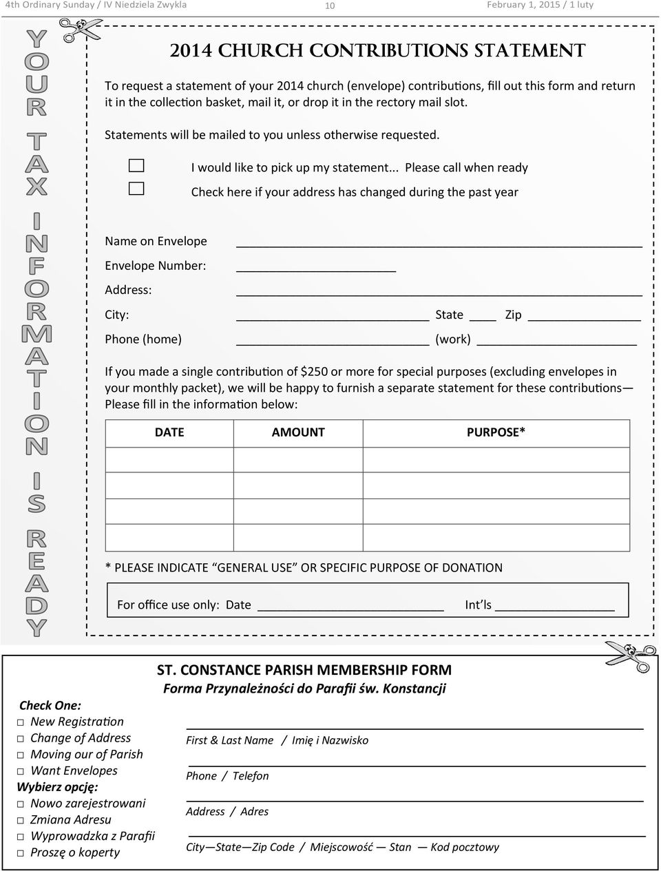 .. Please call when ready Check here if your address has changed during the past year Name on Envelope Envelope Number: Address: City: Phone (home) State Zip (work) If you made a single contribu on