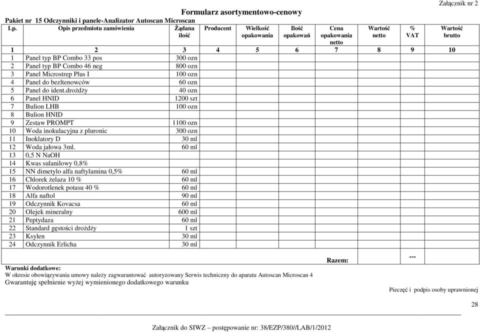 60 ml 13 0,5 N NaOH 14 Kwas sulanilowy 0,8 15 NN dimetylo alfa naftylamina 0,5 60 ml 16 Chlorek Ŝelaza 10 60 ml 17 Wodorotlenek potasu 40 60 ml 18 Alfa naftol 90 ml 19 Odczynnik Kovacsa 60 ml 20