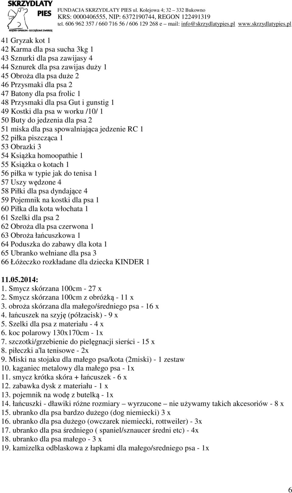 Książka o kotach 1 56 piłka w typie jak do tenisa 1 57 Uszy wędzone 4 58 Piłki dla psa dyndające 4 59 Pojemnik na kostki dla psa 1 60 Piłka dla kota włochata 1 61 Szelki dla psa 2 62 Obroża dla psa