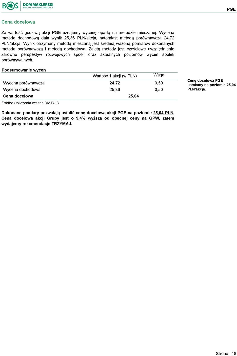 Zaletą metody jest częściowe uwzględnienie zarówno perspektyw rozwojowych spółki oraz aktualnych poziomów wycen spółek porównywalnych.