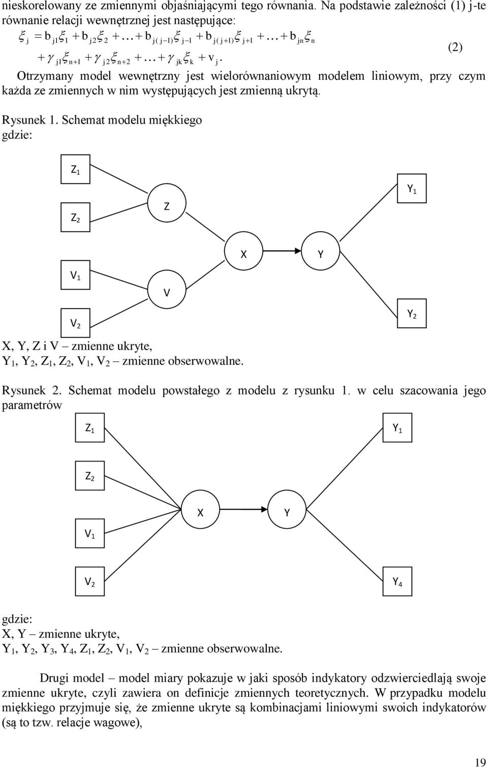 Schemat modelu miękkiego gdzie: Z Z Z Y X Y V V V Y X, Y, Z i V zmienne ukryte, Y, Y, Z, Z, V, V zmienne obserwowalne. Rysunek. Schemat modelu powstałego z modelu z rysunku.