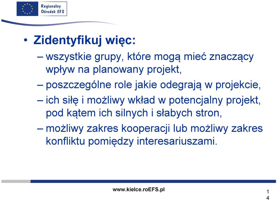 możliwy wkład w potencjalny projekt, pod kątem ich silnych i słabych stron,