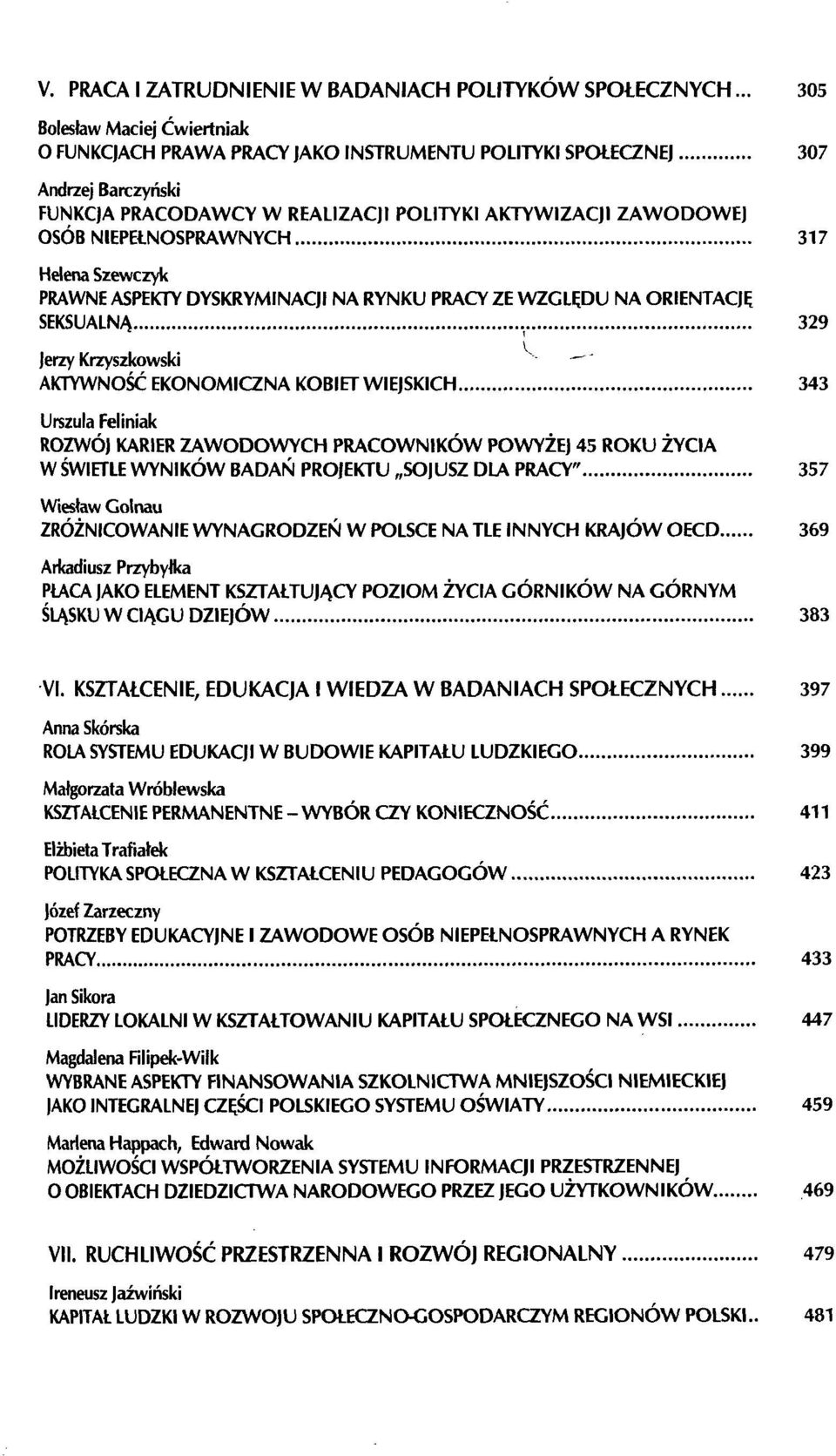 NIEPEŁNOSPRAWNYCH 317 Helena Szewczyk PRAWNE ASPEKTY DYSKRYMINACJI NA RYNKU PRACY ZE WZGLĘDU NA ORIENTACJĘ SEKSUALNĄ, 329 % Jerzy Krzyszkowski -~" AKTYWNOŚĆ EKONOMICZNA KOBIET WIEJSKICH 343 Urszula