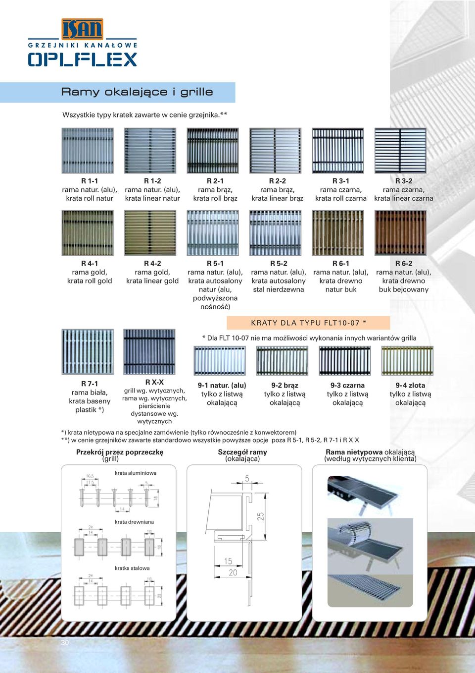gold R 4-2 rama gold, krata linear gold R 5-1 rama natur. (alu), krata autosalony natur (alu, podwyższona nośność) R 5-2 rama natur. (alu), krata autosalony stal nierdzewna R 6-1 rama natur.