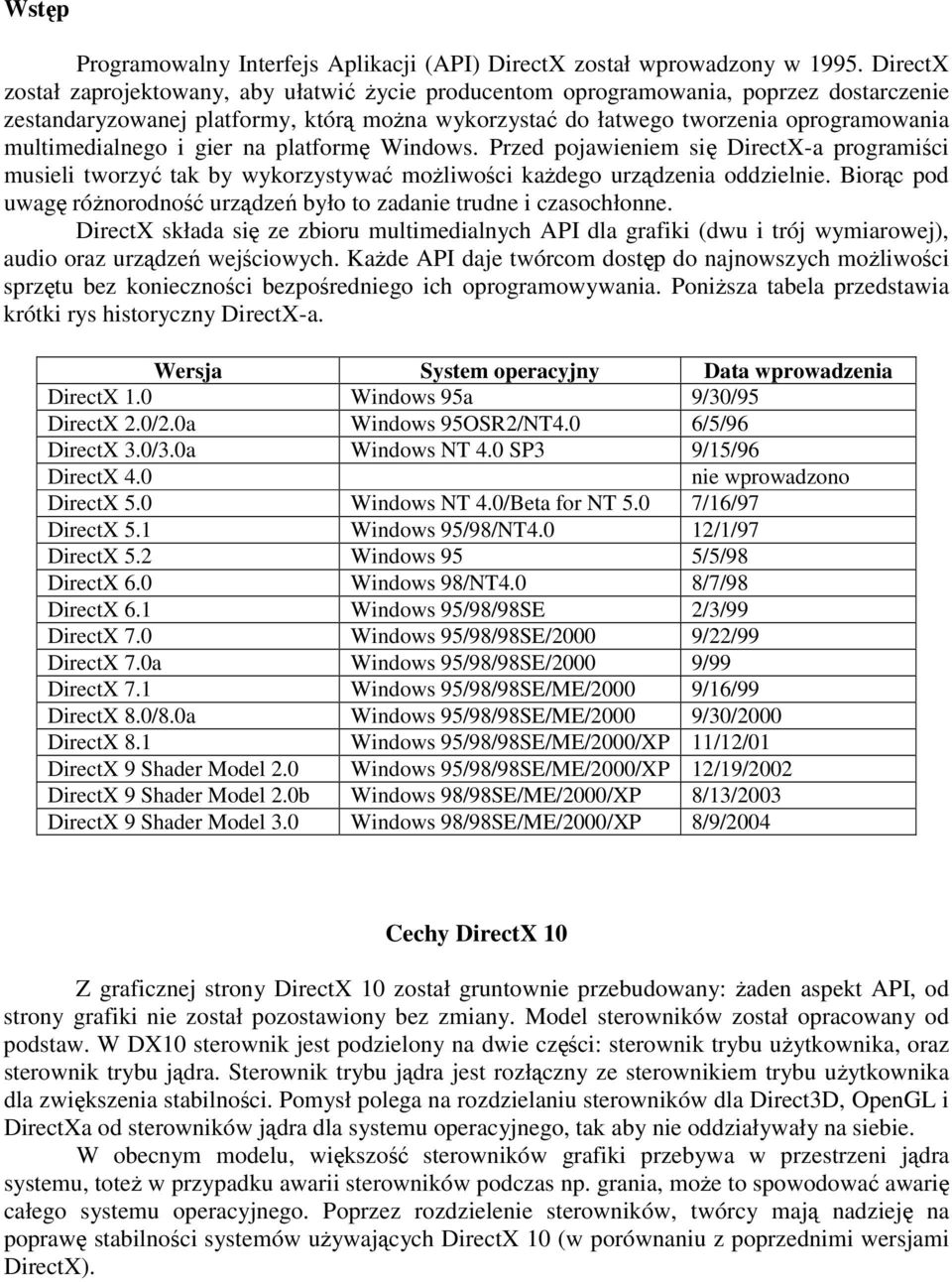 multimedialnego i gier na platformę Windows. Przed pojawieniem się DirectX-a programiści musieli tworzyć tak by wykorzystywać moŝliwości kaŝdego urządzenia oddzielnie.