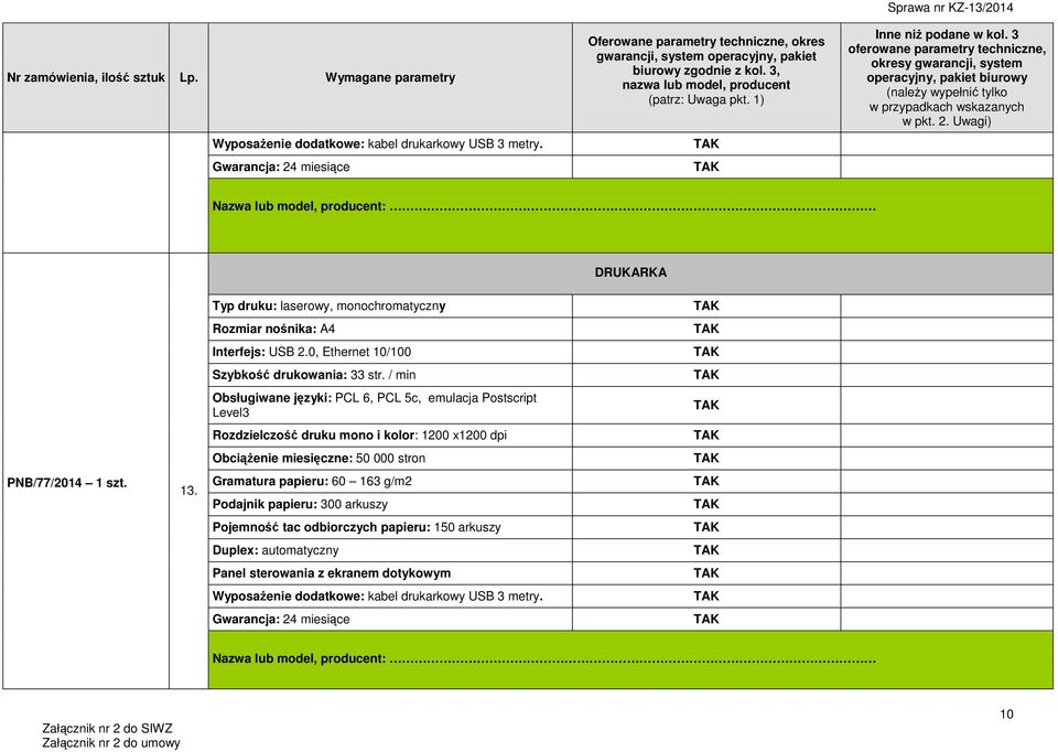 / min Obsługiwane języki: PCL 6, PCL 5c, emulacja Postscript Level3 Rozdzielczość druku mono i kolor: 1200 x1200 dpi Obciążenie miesięczne: 50 000 stron Gramatura papieru: 60 163 g/m2