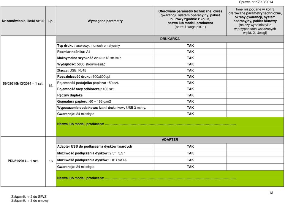 Ręczny dupleks Gramatura papieru: 60 163 g/m2 Wyposażenie dodatkowe: kabel drukarkowy USB 3 metry.