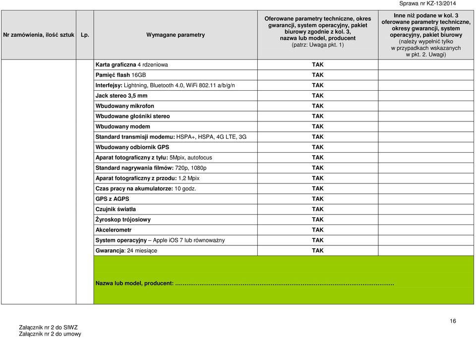 odbiornik GPS Aparat fotograficzny z tyłu: 5Mpix, autofocus Standard nagrywania filmów: 720p, 1080p Aparat fotograficzny z przodu: 1,2 Mpix Czas pracy na