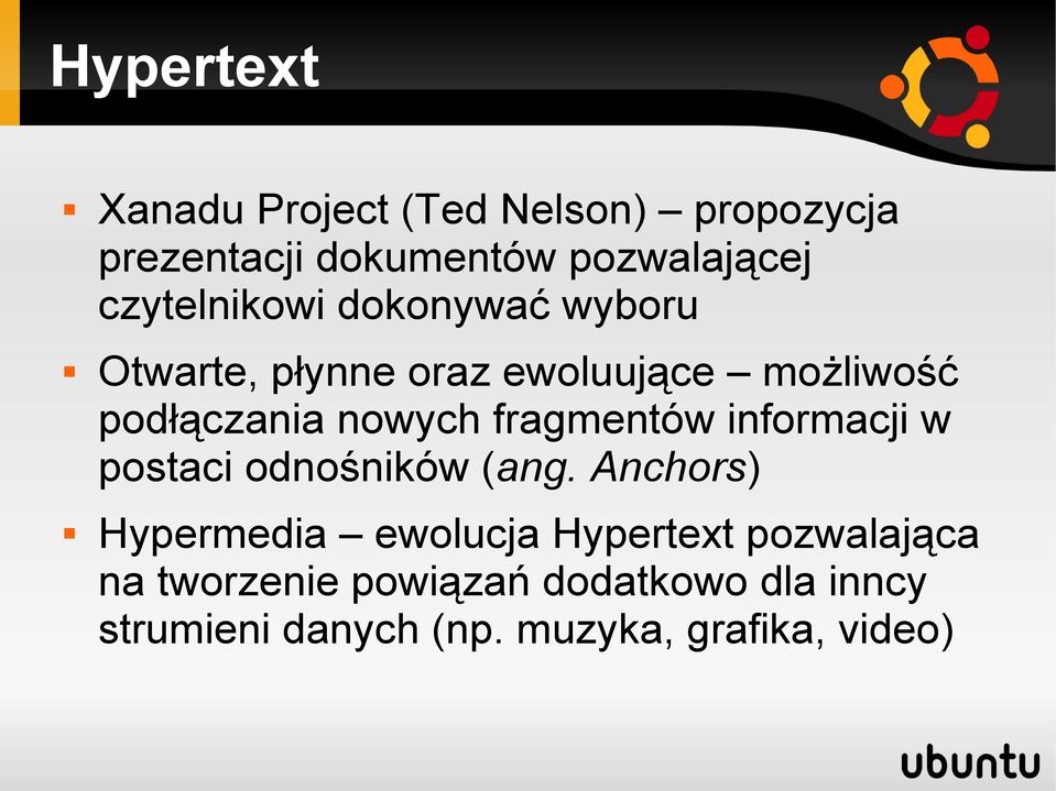 fragmentów informacji w postaci odnośników (ang.