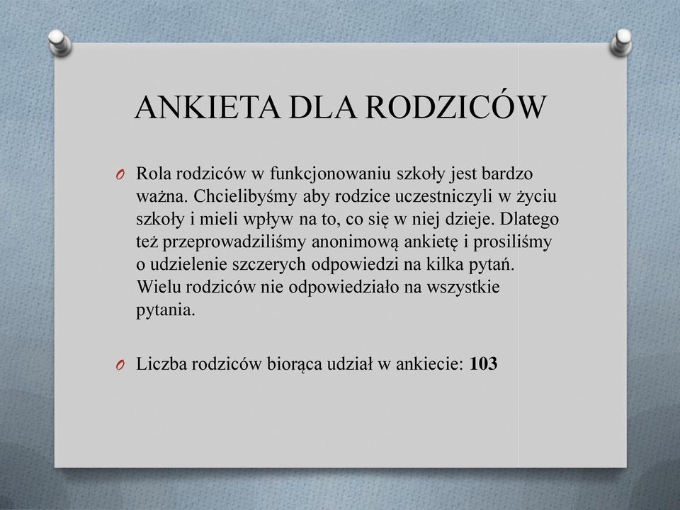 Dlatego też przeprowadziliśmy anonimową ankietę i prosiliśmy o udzielenie szczerych odpowiedzi na