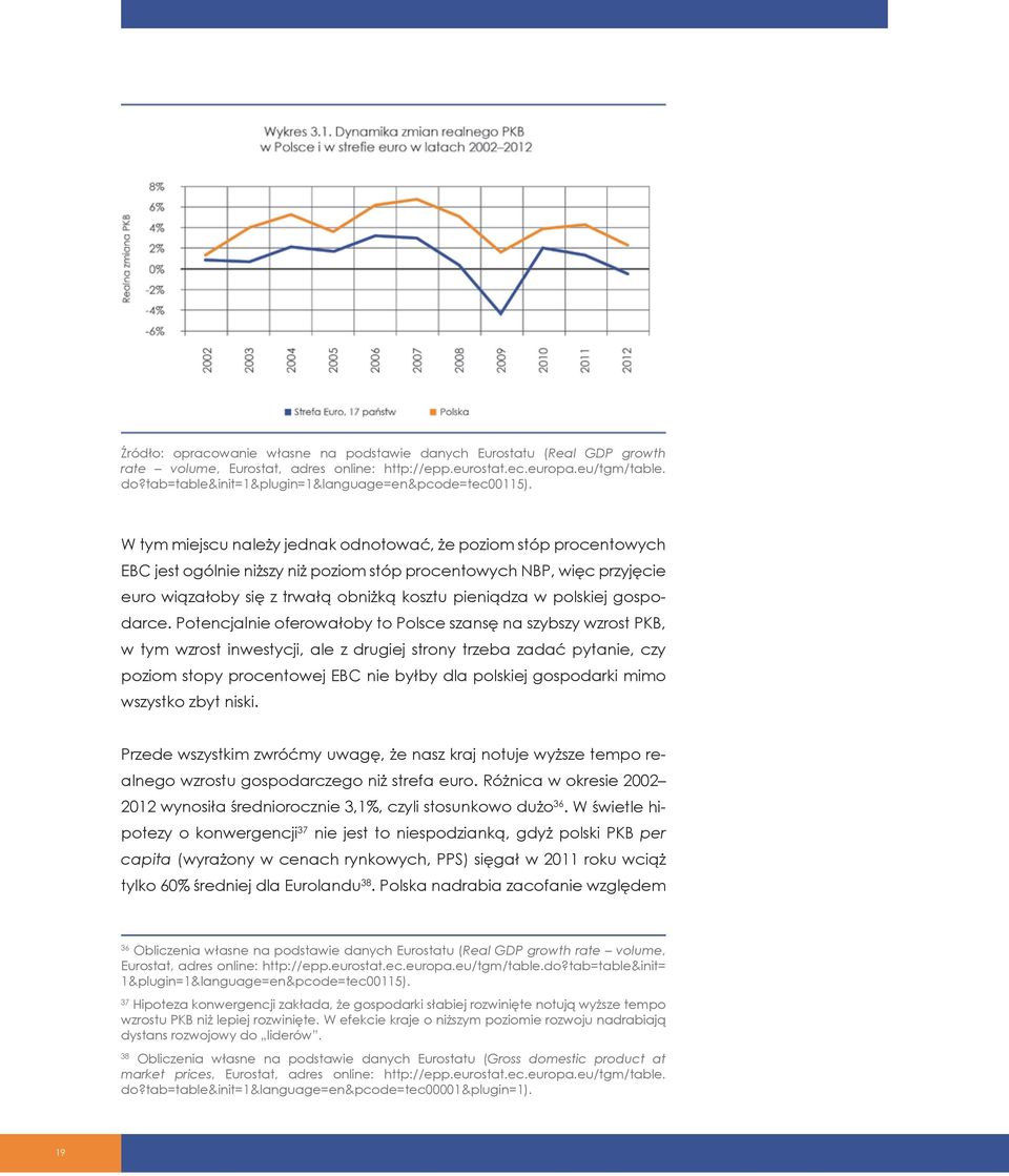 W tym miejscu należy jednak odnotować, że poziom stóp procentowych EBC jest ogólnie niższy niż poziom stóp procentowych NBP, więc przyjęcie euro wiązałoby się z trwałą obniżką kosztu pieniądza w