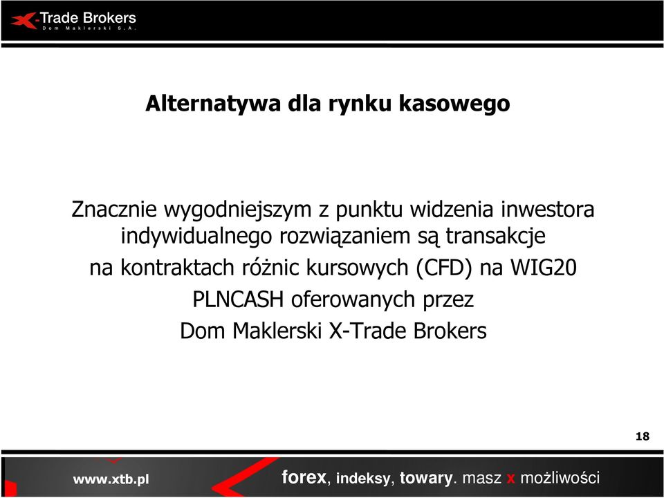 transakcje na kontraktach róŝnic kursowych (CFD) na WIG20