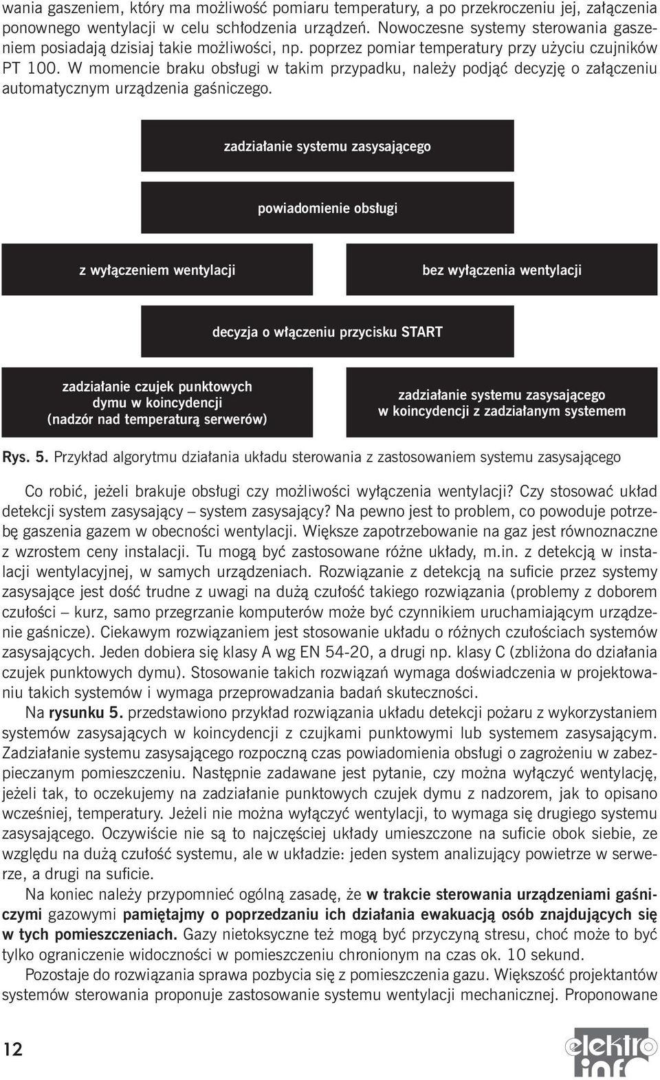 W momencie braku obsługi w takim przypadku, należy podjąć decyzję o załączeniu automatycznym urządzenia gaśniczego.