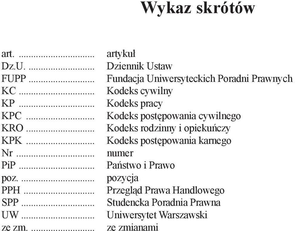 .. Kodeks rodzinny i opiekuńczy KPK... Kodeks postępowania karnego Nr... numer PiP... Państwo i Prawo poz.