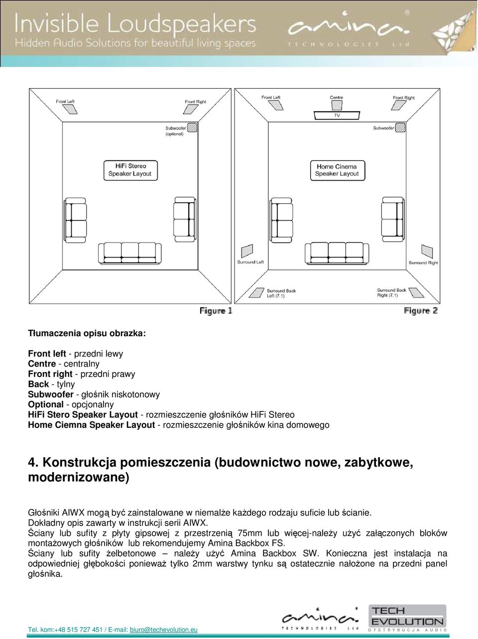 Konstrukcja pomieszczenia (budownictwo nowe, zabytkowe, modernizowane) Głośniki AIWX mogą być zainstalowane w niemalże każdego rodzaju suficie lub ścianie.