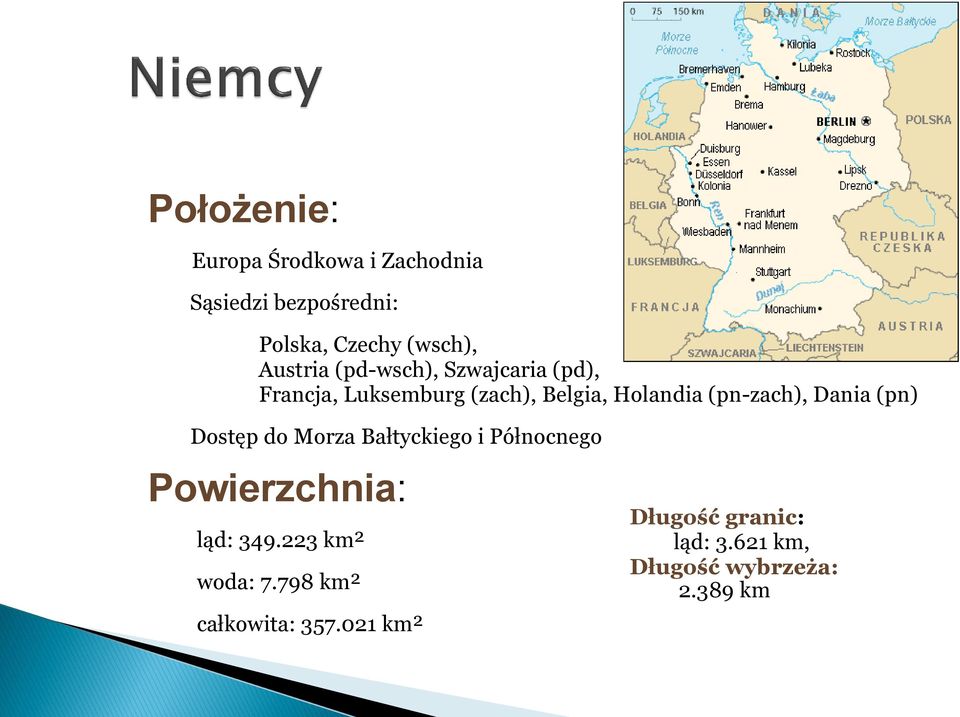 (pn-zach), Dania (pn) Dostęp do Morza Bałtyckiego i Północnego Powierzchnia: ląd: 349.