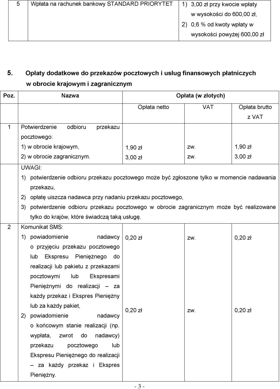 obrocie krajowym, 1,90 zł 1,90 zł 2) w obrocie zagranicznym.