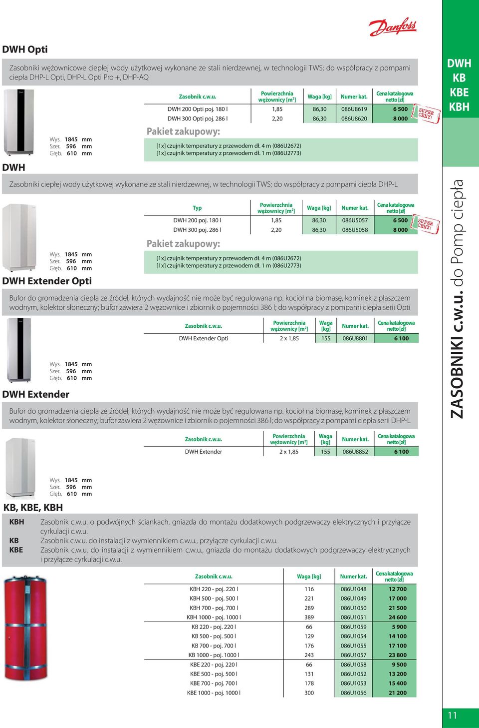 610 mm DWH Extender Opti Bufor do gromadzenia ciepła ze źródeł, których wydajność nie może być regulowana np.